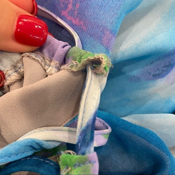 AQUA Halter Blue Watercolor Flowy Maxi Dress size XS - Picture 12 of 12